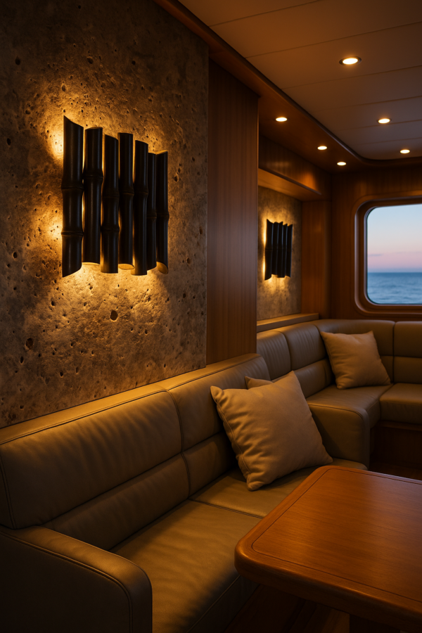 Exclusive Lamp Made from Rare Black Marble Bamboo